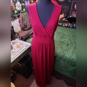 Red sleeveless maxi dress